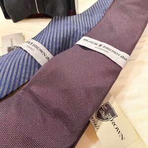Black Brown 1826 Striped Blue and Solid Purple Tie Set